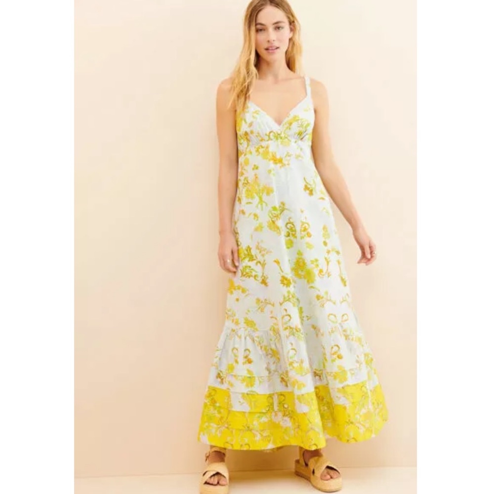 New Anthropologie Solenne Flounced Maxi Dress 8